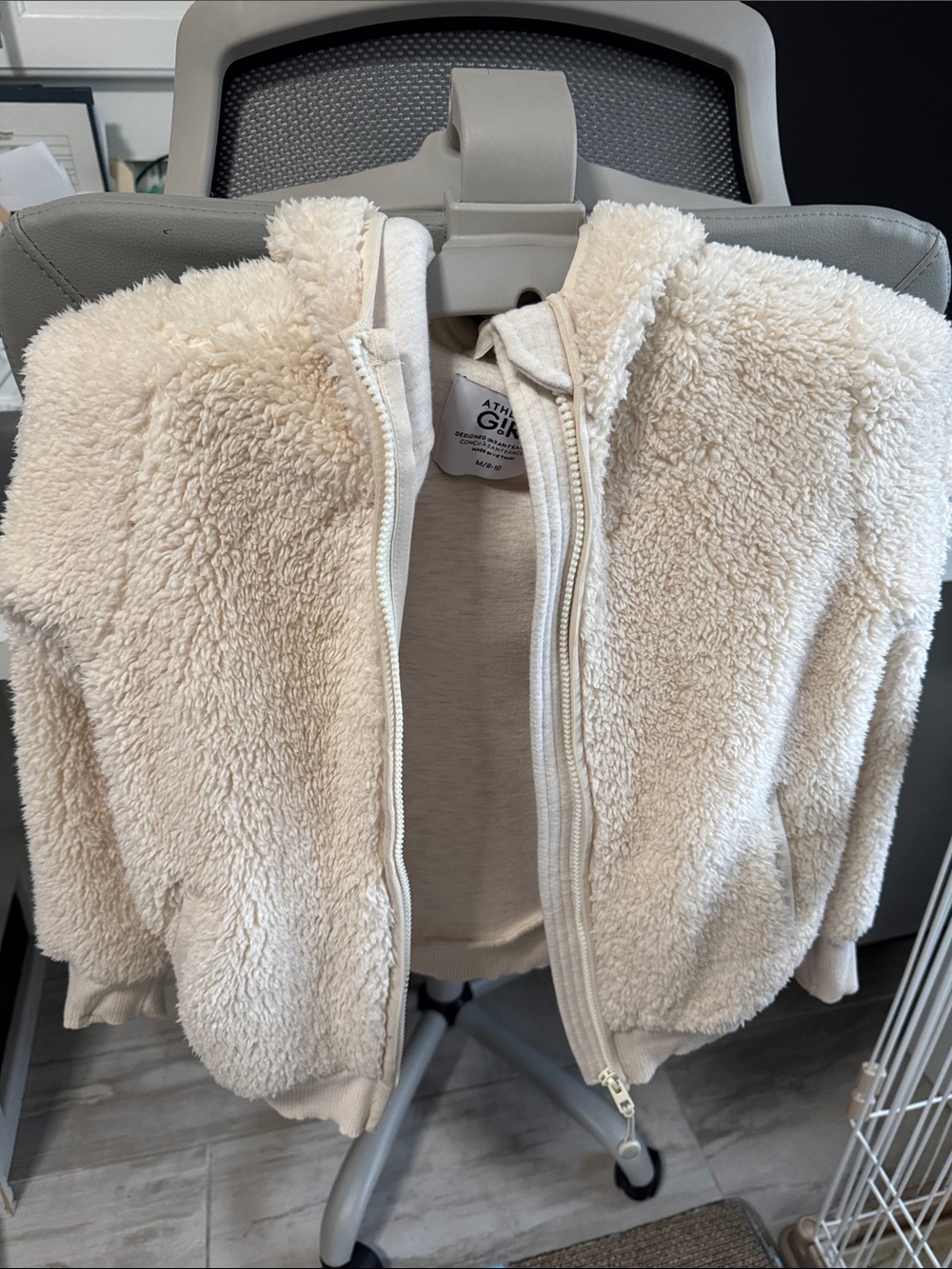 Athleta Cream Hooded Sherpa Zip Jacket
